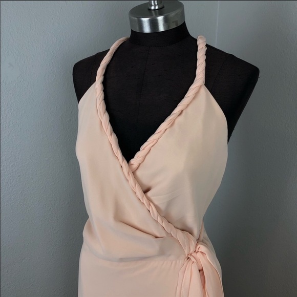 NWT Joanna August Peach Blush Wrap Chiffon Gown - Picture 3 of 8